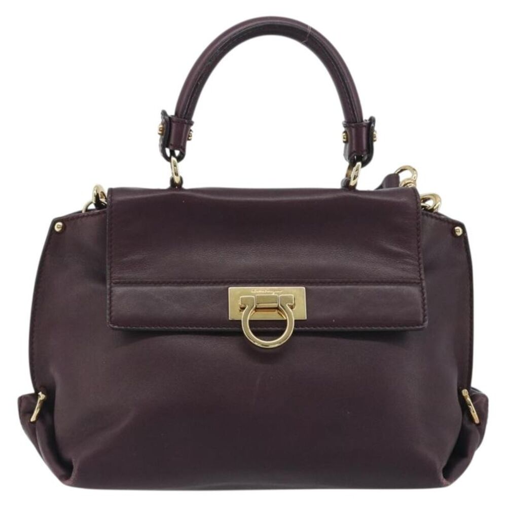 Salvatore Ferragamo Sofia Satchel Smooth Leather Purple Leather Handbag